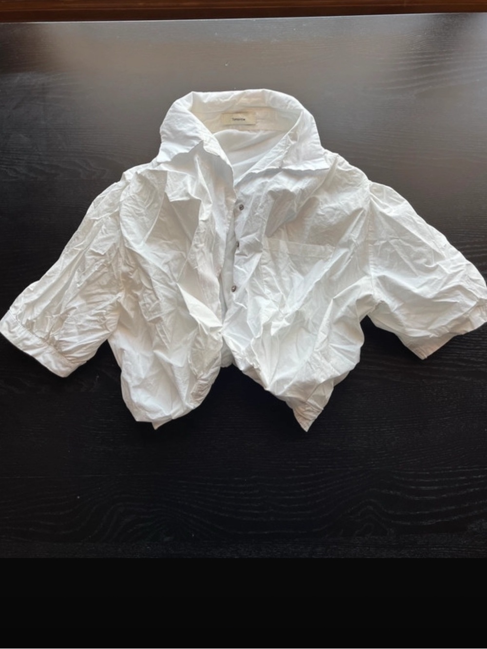 Tomorrow White Structured Cropped Button-Up